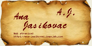 Ana Jasikovac vizit kartica